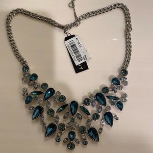 Beautiful large silver w/blue stones necklace